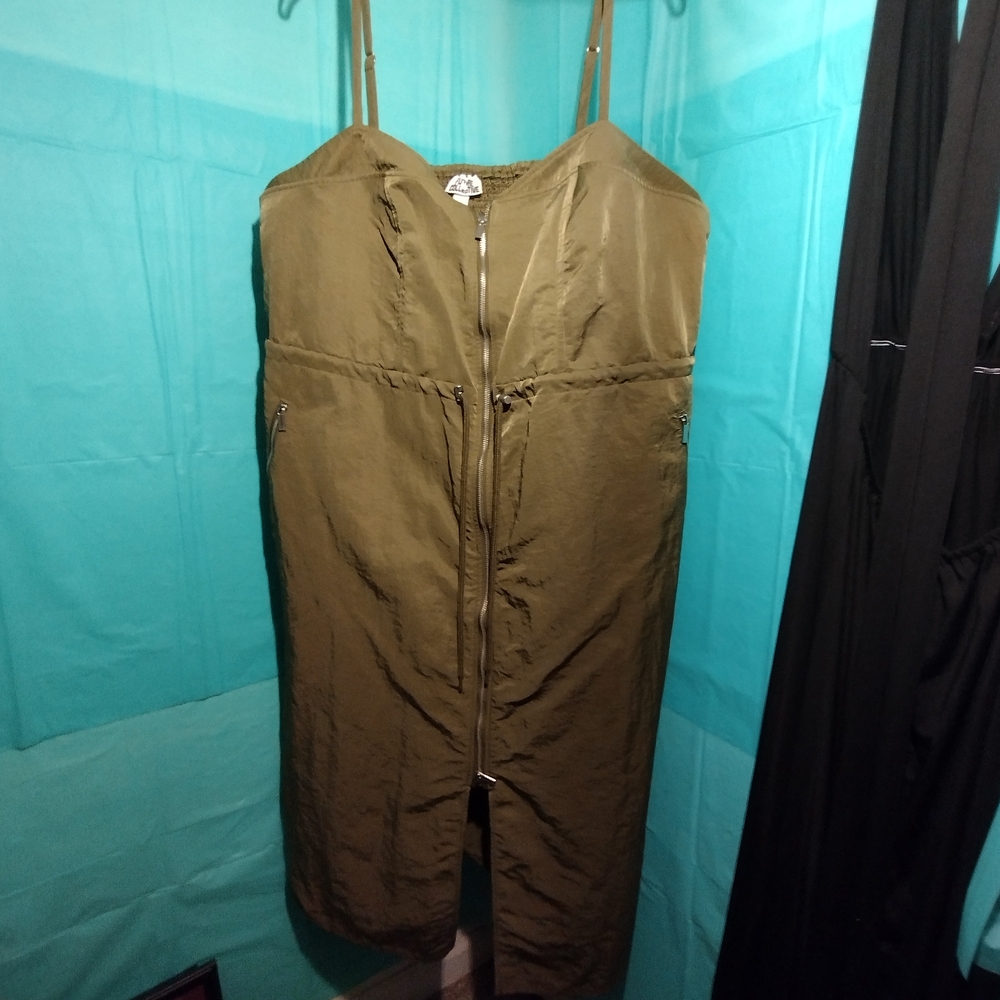 Olive Green Zip-Up Dress